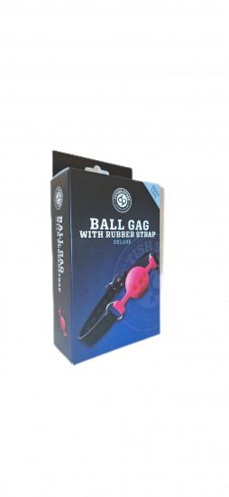 Fetish Store Ball Gag With Rubber Strap Deluxe Zwart/Roze