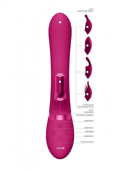 Vive Chou Silicone Vibrating G-Spot Rabbit, Roze