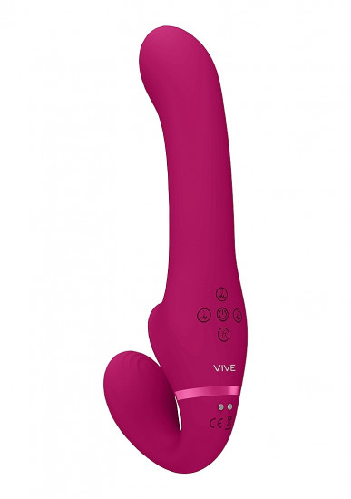 Vive, Ai, dual vibrating and air wave Strapless strap-on, roze