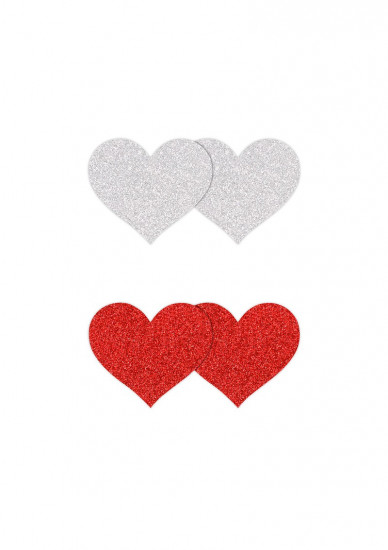 Pretty Pasties Glitter Hart Rood/Zilver
