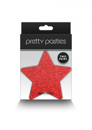 Pretty Pasties Glitter Ster Rood/Zilver