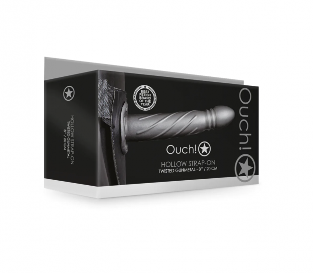Ouch! Hollow Strap-On Twisted Zwart