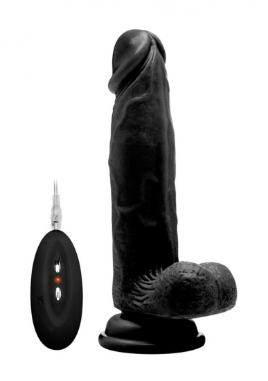 RealRock 8 Inch Vibrating Dildo with Balls Zwart