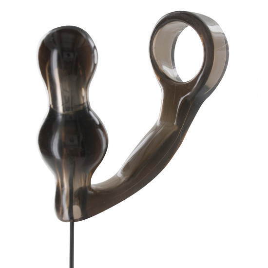 Power Vibr. Plug & Penisring Donkergrijs