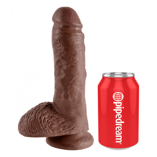 King Cock 8 Inch Cock with Balls Dildo Bruin