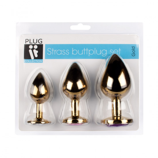 Plug It Strass Buttplug Set Goud