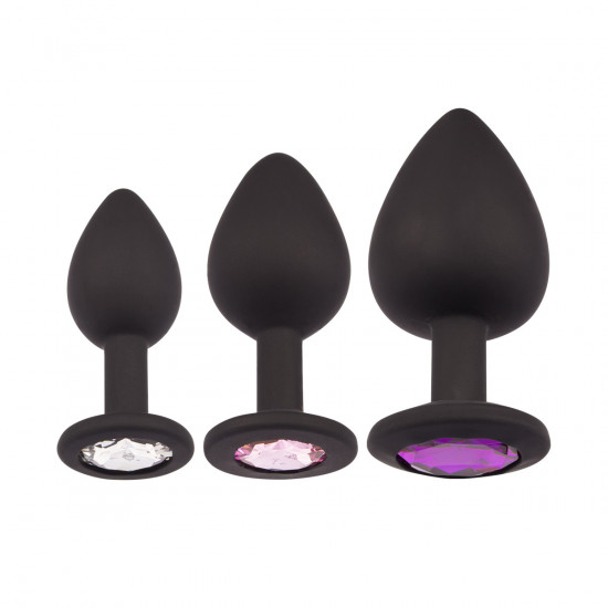 Plug It Strass Buttplug Set Zwart