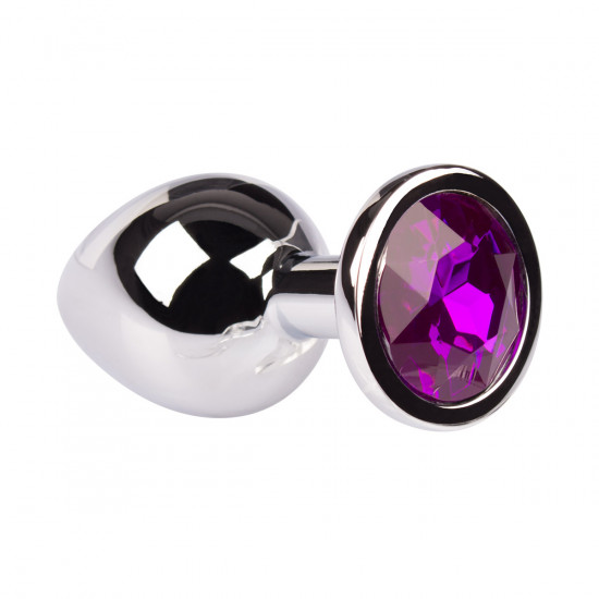 Plug It Strass Buttplug Medium Zilver/Paars