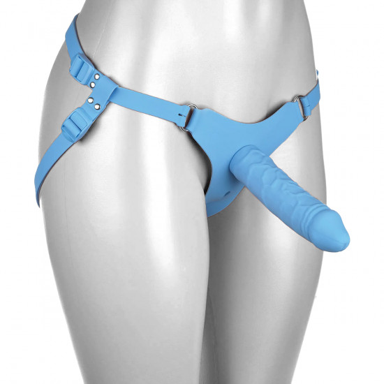 Adam & Eve Siliconen Strap-On Set Blauw