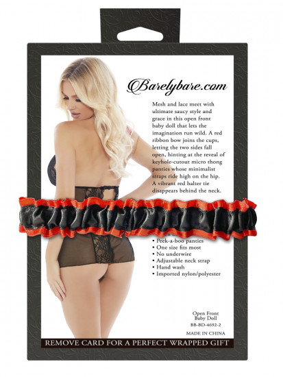 Barely Bare Open Front Baby Doll met String