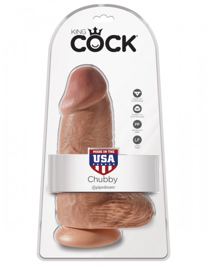 King Cock 9 Inch Chubby with Balls Dildo Lichtbruin