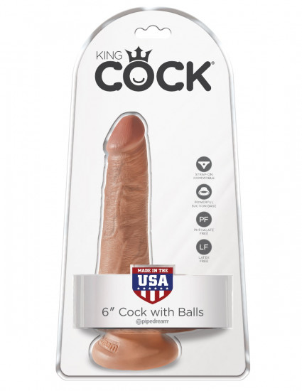 King Cock 6 Inch Cock with Balls Dildo Lichtbruin