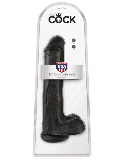 King Cock 13 Inch Cock with Balls Dildo Zwart
