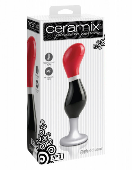 Ceramix No. 3 Keramische Dildo Rood/Zwart/Wit