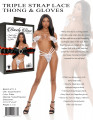 Barely Bare Triple Strap Lace Thong & Gloves Wit