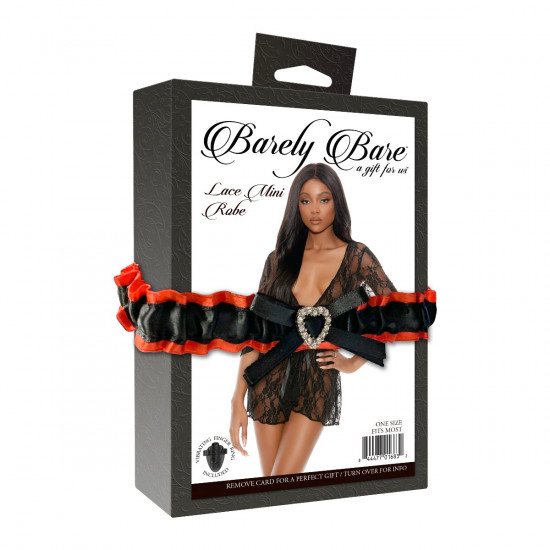 Barely Bare Lace Mini Robe Zwart