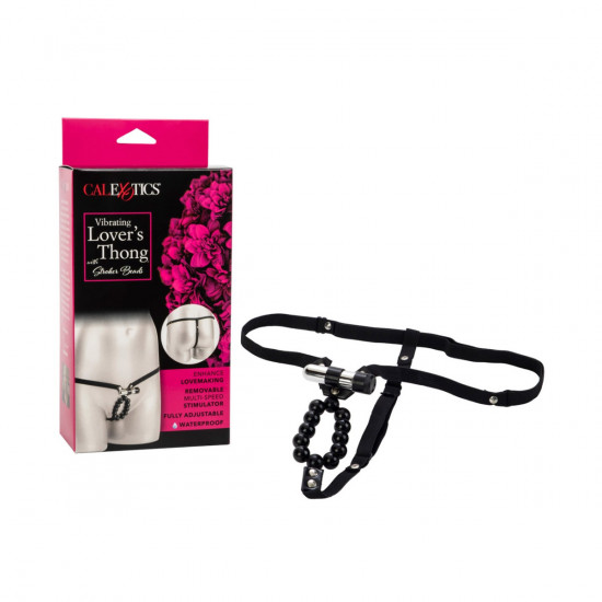 CalExotics Vibrating Lover's Thong With Stroker Beads Zwart